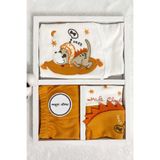 MYZİ STORE Bebek 5'li Hastane Çıkışı –%100 Pamuk – Dinazorlu Nakışlı – Ilk Güne Özel Kutu (0-3 Month) Kahverengi 3