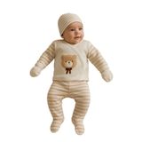 MYZİ STORE Bebek 5'li Hastane Çıkışı Tulum Body –%100 Pamuk –Nakışlı –(0-3 MONTH) Kahverengi 1