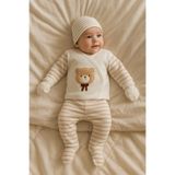 MYZİ STORE Bebek 5'li Hastane Çıkışı Tulum Body –%100 Pamuk –Nakışlı –(0-3 MONTH) Kahverengi 2