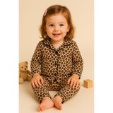MYZİ STORE Bebek Çocuk Pijama Takımı (3-6, 6-9, 9-12, 12-18, 18-24 month) Leopar Desen 9