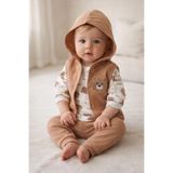 MYZİ STORE Bebek Erkek 2’li 3’lü Takım Seti%100 Pamuk Ayı Nakışlı Rahat Kalıp- "2 ADET GÖNDERİLMEKTEDİR" Kahverengi 3-6 AY