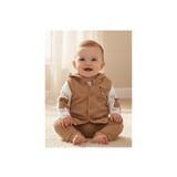 MYZİ STORE Bebek Erkek 3’lü Takım%100 Pamuk Ayı Nakışlı Rahat Kalıp Günlük Set Kahverengi 6-9