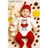 MYZİ STORE Bebek Erkek/Kız - Unisex -%100 Pamuk 3 Parçalı Tulum (3 Ay - 36 Ay) Kırmızı 6