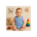 MYZİ STORE Bebek Yenidoğan Askılı Basic Bisiklet Yaka%100 Pamuk Atlet Çıtçıtlı Badi Body Bebe Mavi 3-6 AY