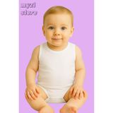 MYZİ STORE Bebek Yenidoğan Askılı Basic Bisiklet Yaka%100 Pamuk Atlet Çıtçıtlı Badi Body Ekru 0-3 AY