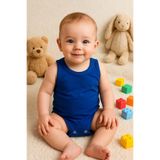 MYZİ STORE Bebek Yenidoğan Askılı Basic Bisiklet Yaka%100 Pamuk Atlet Çıtçıtlı Badi Body Lacivert 9-12 Ay