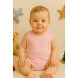 MYZİ STORE Bebek Yenidoğan Askılı Basic Bisiklet Yaka%100 Pamuk Atlet Çıtçıtlı Badi Body Pembe 6-9 AY
