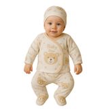 MYZİ STORE Bebek Yenidoğan Hastane Çıkışı%100 Pamuk Organik Kahverengi 0-3 AY