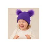 MYZİ STORE Çocuk Bebek Çift Ponponlu Kışlık Triko Bere – Kız Erkek Çocuk Şapka (1-5 Yaş) Mor 1-6 Yaş