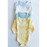 MYZİ STORE Erkek Bebek 4 Adet%100 Pamuk Uzun Kollu Çıtçıtlı Body Badi Zıbın Mavi_Beyaz_Yeşi_Sarı 0-3 AY
