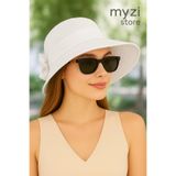 MYZİ STORE Fiyonk Detaylı Bucket Kadın Vizör Yazlık Şapka (BEDEN AYARLI) Beyaz Fiyonk Standart