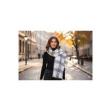 MYZİ STORE Kadın Desenli Kalın Kışlık ŞAL – Oversize Şal (65 * 175 cm) Beyaz 65 x 175