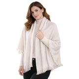 MYZİ STORE Kadın Ekru Kışlık Şal | Yumuşak Dokulu, Dökümlü, Omuz ve Boyun Kullanımlı Şık Şal Ekru 65 x 175