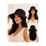 MYZİ STORE Kadın Fiyonklu Geniş Siperli Yazlık Şapka Arkası Açık Plaj ve Günlük Kullanım