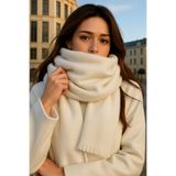 MYZİ STORE Kadın Kalın Kışlık ŞAL – Oversize Şal Beyaz 65 x 175