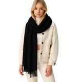 MYZİ STORE Kadın Siyah Kare Desenli Kalın Kışlık ŞAL – Oversize Şal Siyah 65 x 175