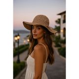 MYZİ STORE Kadın Yazlık Geniş Kenarlı Hasır Plaj Şapkası (BEDEN AYARLANABİLİYOR) Kahverengi Geniş Hasır Standart