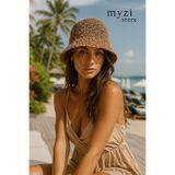 MYZİ STORE Kadın Yazlık Geniş Kenarlı Hasır Plaj Şapkası (BEDEN AYARLANABİLİYOR) Kahverengi Standart