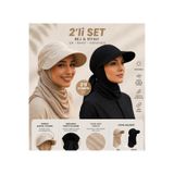 MYZİ STORE Kadın Yazlık Tesettür Vizörlü Bağlamalı Siperli 2'li Set Şapka Şık Rahat Model