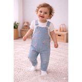 MYZİ STORE Kız Bebek 2'li Salopet Takım %100 Pamuk Kısa Kollu Çiçek Nakışlı Günlük Kıyafet Seti