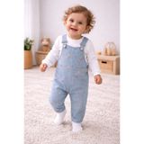 MYZİ STORE Kız Bebek 2'li Salopet Takım %100 Pamuk Uzun Kollu Çiçek Nakışlı Günlük Kıyafet Seti