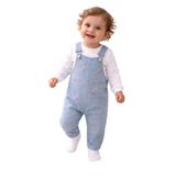MYZİ STORE Kız Bebek 2'li Salopet Takım%100 Pamuk Uzun Kollu Çiçek Nakışlı Günlük Kıyafet Seti Beyaz 5-6