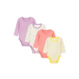 MYZİ STORE Kız Bebek 4 Adet (2 DESENLİ-2 DÜZ)%100 Pamuk Uzun Kollu Çıtçıtlı Body Badi Zıbın Gümüş 3