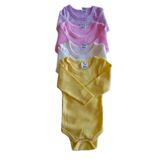 MYZİ STORE Kız Bebek 4 Adet%100 Pamuk Uzun Kollu Çıtçıtlı Body Badi Zıbın Ekru_Lila_Pembe_Sarı 9-12 Ay