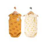 MYZİ STORE Kız Bebek Yenidoğan 2 Adet%100 Pamuk Yazlık Kalın Askılı Çıtçıtlı Body Badi Zıbın Sarı-Tarçın 6-9 AY
