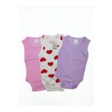 MYZİ STORE Kız Bebek%100 Pamuk 3 Adet Yazlık Askılı Çıtçıtlı Body Badi Zıbın Lila_Pembe_Beyaz Üzeri Kalpli 6-9 AY
