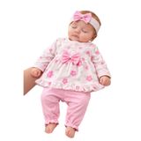 MYZİ STORE Kız Bebek%100 Pamuk 3'lü Takım Çiçek Desenli Fırfırlı Tunik + Pembe Pantolon + Fiyonklu Saç Bandı Pembe 3