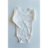 MYZİ STORE Kız Erkek Bebek%100 Pamuk Uzun Kollu Çıtçıtlı Body Badi Zıbın Ekru 3-6 AY