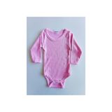 MYZİ STORE Kız Erkek Bebek%100 Pamuk Uzun Kollu Çıtçıtlı Body Badi Zıbın Pembe 0-3 AY