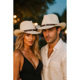 MYZİ STORE Kovboy Paper Yazlık Hasır Şapka Boğa Fiğür Detaylı (TEK ÜRÜN FİYATIDIR) Beyaz 56-59
