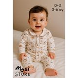 MYZİ STORE Yenidoğan Bebek Çocuk Pijama Takımı Krem Kahverengi 3-6 AY
