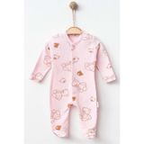 MYZİ STORE Yenidoğan Bebek Kıyafeti TEK Parça Organik Pamuklu Ayıcık Desenli Tulum PEMBE 3-6 AY