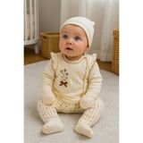 MYZİ STORE Yenidoğan Bebek%100 Pamuk 3'lü Hastane Çıkışı 0-3 Ay Krem Fiyonk 0-3 AY