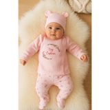 MYZİ STORE Yenidoğan Bebek%100 Pamuk 3'lü Hastane Çıkışı 0-3 Ay Pembe Çiçek 0-3 AY