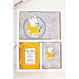 MYZİ STORE Yenidoğan Hastane Çıkışı 3 lü set Organik%100 Pamuk Bebek Kıyafeti Sarı Ayı Sarı 0-3 AY