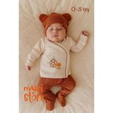 Myzi Store Yenidoğan Hastane Çıkışı 3 Lü Set ORGANIK%100 Pamuk Bebek Kıyafeti Tarçın Çi� - Çok Renkli