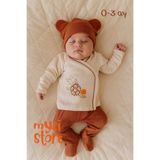 MYZİ STORE Yenidoğan Hastane Çıkışı 3 lü set Organik%100 Pamuk Bebek Kıyafeti Tarçın Çiçek 0-3 AY