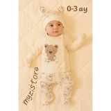 Myzi Store Yenidoğan Hastane Çıkışı 3 Lü Set ORGANIK%100 Pamuk Bebek Kıyafeti Yeşil 0-3 Ay - Çok Renkli