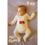 MYZİ STORE Yenidoğan%100 Pamuk 3'lü Hastane Çıkışı 0-3 Ay Patikli Alt, Eldivenli Üst ve Kulaklı Şapka Bej 3-6 AY