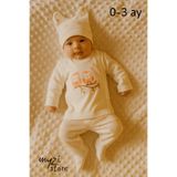 MYZİ STORE%100 Pamuk 3'lü Hastane Çıkışı 0-3 Ay Patikli Alt Uzun Kollu Kendinden Eldivenli Üst Kulaklı Şapka Turuncu Sevimli Kuşlar Yeni Doğan