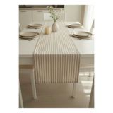 MZN Home Düz Kenarlı Sütlü Kahve Şeritli Keten Runner - 40x200 Ebatlı