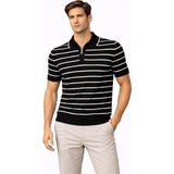 Mzp Kartan Erkek Triko Polo Yaka Fermuarlı Çizgili Tişört T-Shirt Yazlık Şık - Siyah