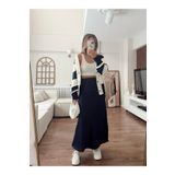 Mzr Collection Kadın Lacivert Uzun Maxi Boy Saten Etek