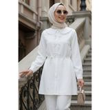 N.S NEVA STYLE Bebe Yaka Beyaz Tesettür Tunik 20274B