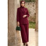 N.S NEVA STYLE Ceketli Bordo Tesettür İkili Takım 6277BR