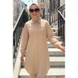 N.S NEVA STYLE Cep Detaylı Bej Tesettür Tunik 30293BEJ